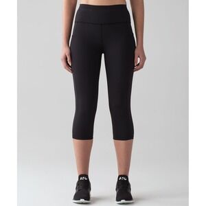 Lululemon Mind Over Miles Crop Leggings 17" Womens Size 6 Black Pockets Running